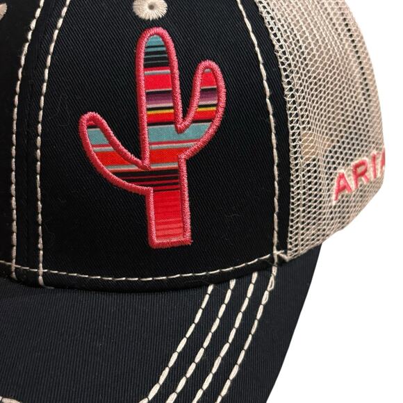 NEW! Ariat Women's Navy Serape Cactus Logo Snapback Mesh Trucker Hat Adjustable - Picture 3 of 7